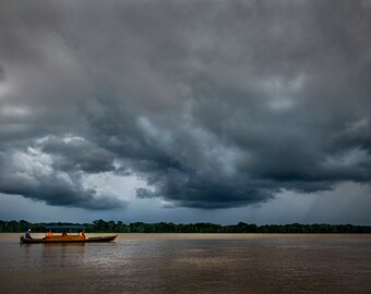Framed Print - 5x7 inch, 8x12 inch - Approaching Storm on the Amazon River - Amazonas, Colombia - Colombian Art, Arte Colombiana