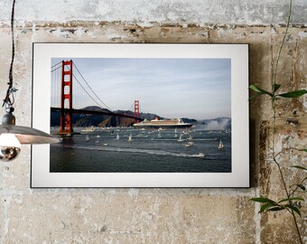 Golden Gate Bridge and Queen Mary 2 Print - San Francisco, California