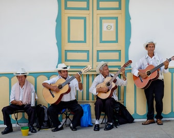 Framed Print - 5x7 inch, 8x12 inch - Street Musicians - Salento, Colombia, Colombian Art, Arte Colombiana