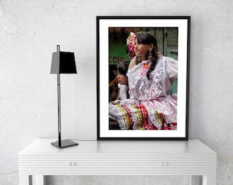 Colombian Girl in Festival Dress Photo Print, Colombian Art, Arte Colombiana