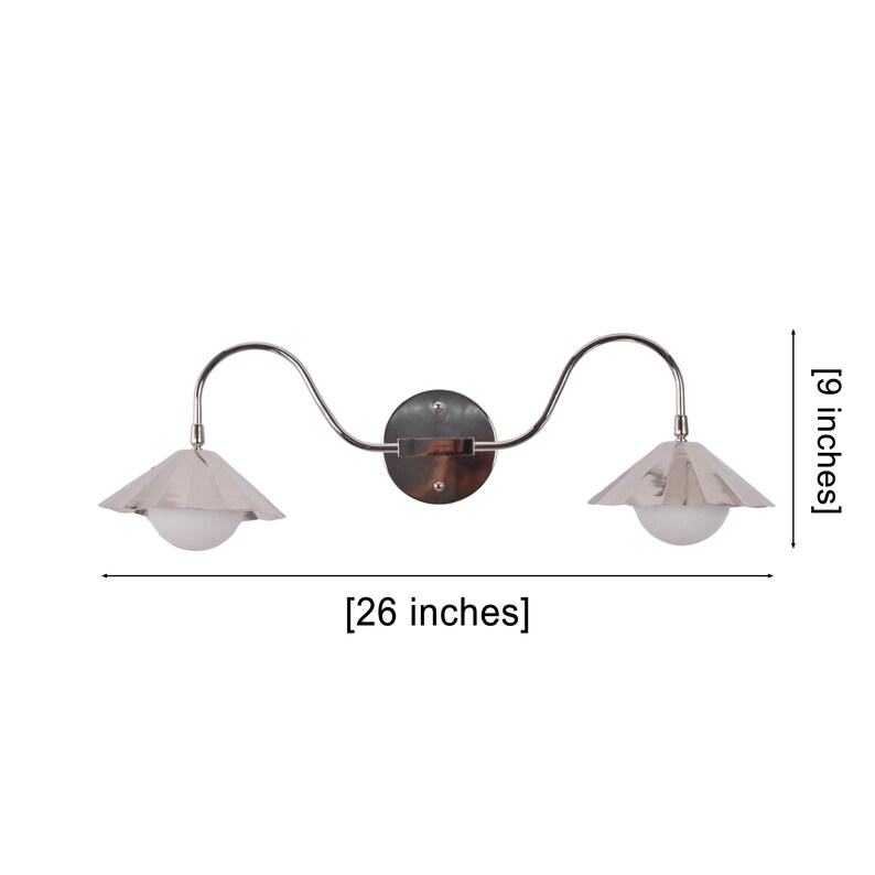 Mid century inspired wall light with dual globe bulbs and polished chrome finish