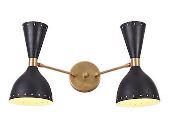 Diabolo Brass Wall Sconce – Matte Black, Mid-Century Modern 4-Light Fixture