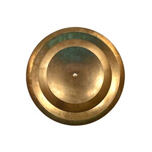 Statement brass ceiling light fixture, tiered flush mount chandelier with artisan patina finish for entryway or bedroom