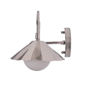 Decorative wall lighting fixture with scalloped cone shades and symmetrical design