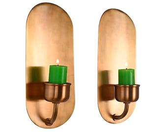 Brass Patina Wall Sconce Set Of 2 Moroccan Candle Holder Rustic Boho Decor Customizable