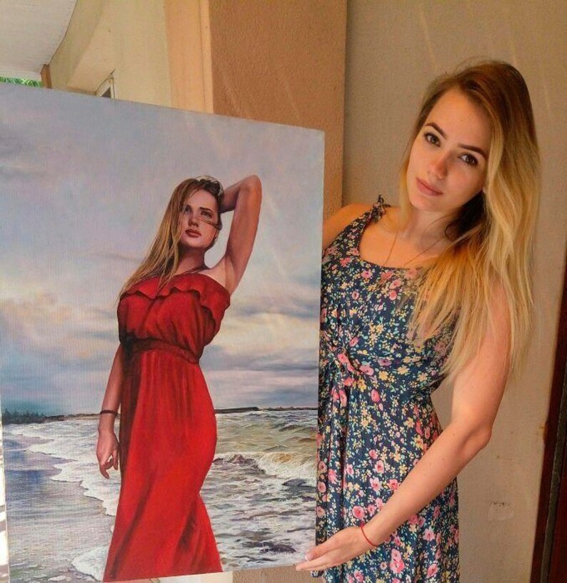 Hand painted portrait from photo Custom family portrait hand made Wedding portrait painting Oil painting on canvas Mothers day gifts