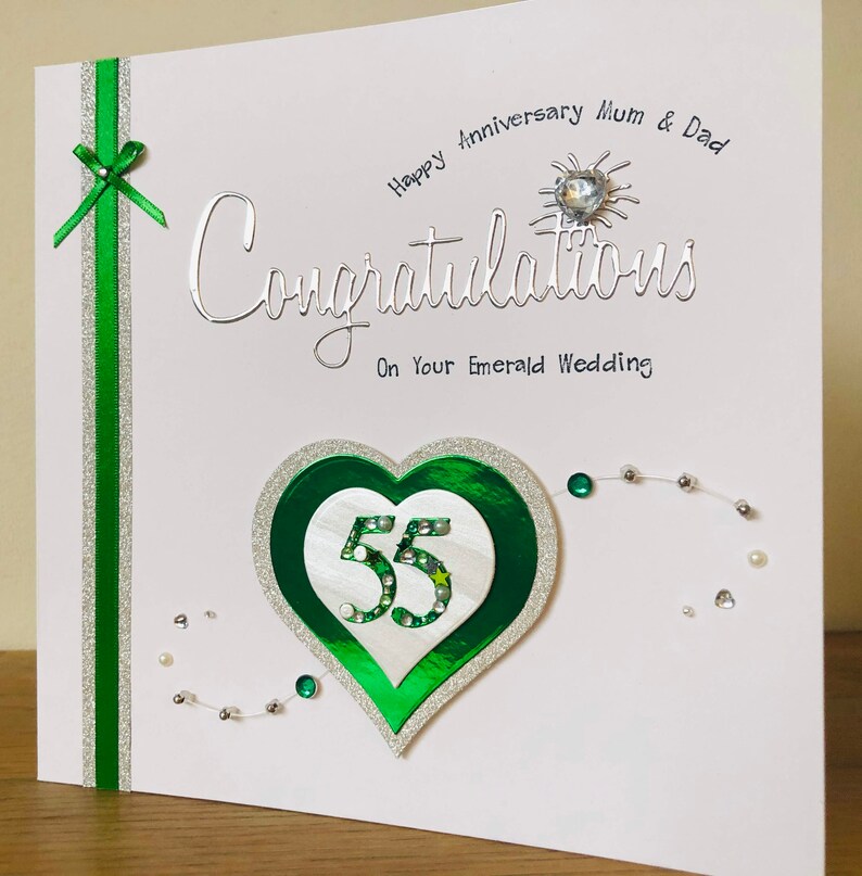 Personalised Boxed 55 years Emerald Anniversary Card Luxury | Etsy