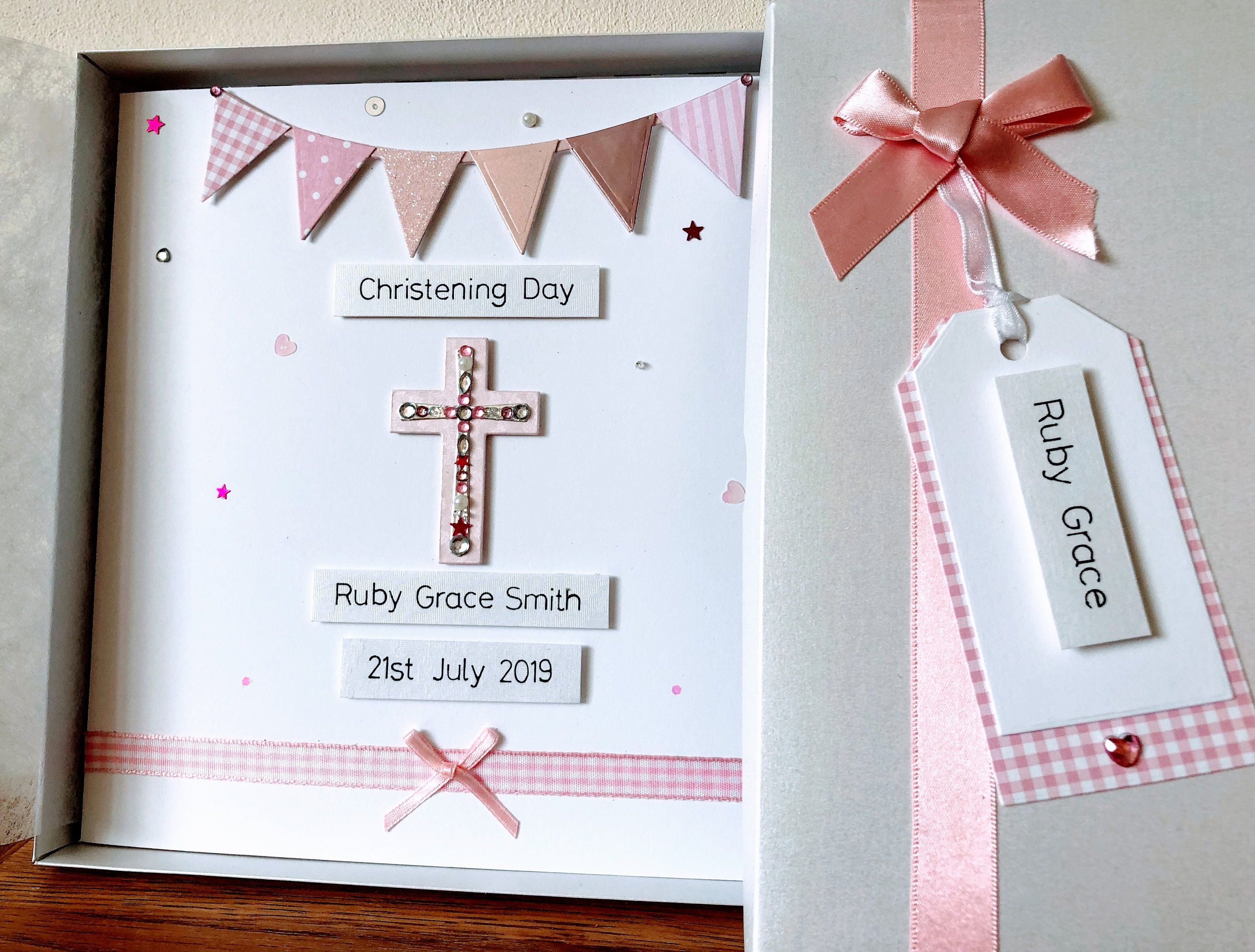 Luxury Christening Baptism Communion Confirmation Keepsake Card Personalised box 