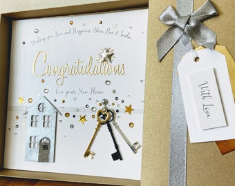 Personalised New Home Card, Luxury Handmade, First Home, New House, Moving Home, New Flat, New Pad Card, Congratulations, Keys, Keepsake