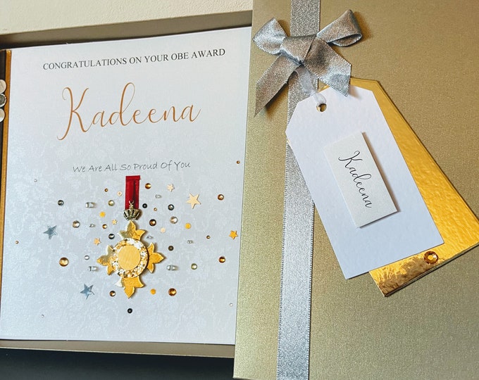 Luxury Personalised OBE, MBE, CBE, Dame, Knighthood, Award, Card
