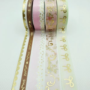 Washi Tape Samples Simply Gilded Green Pink Ombré 3 Widths Silver Foil