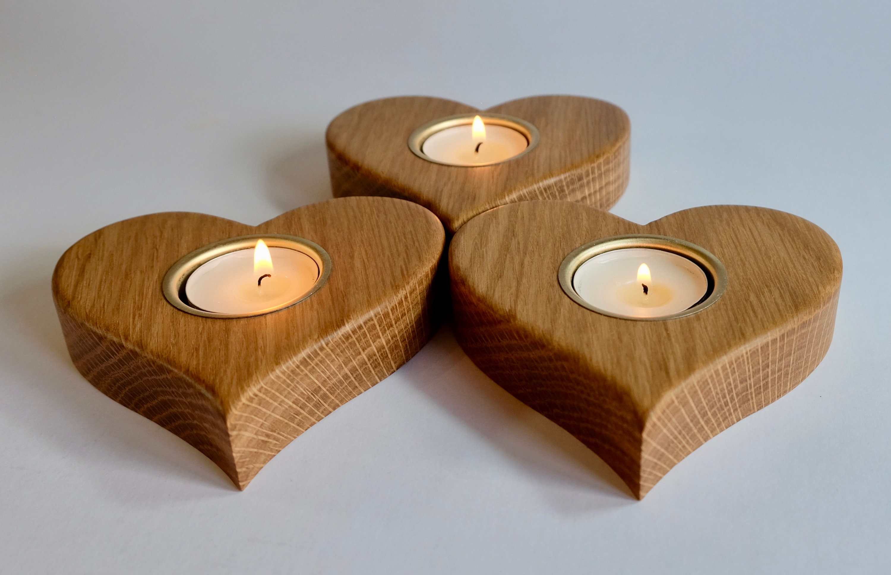 Oak Heart Tea Light Holder - Etsy UK
