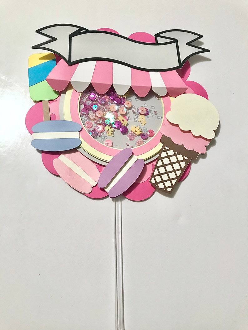 Ice cream theme shaker topper sweet theme shaker cake topper cake topper party cake topper
