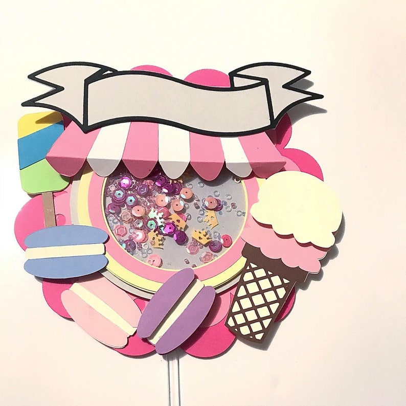 Ice cream theme shaker topper sweet theme shaker cake topper cake topper party cake topper