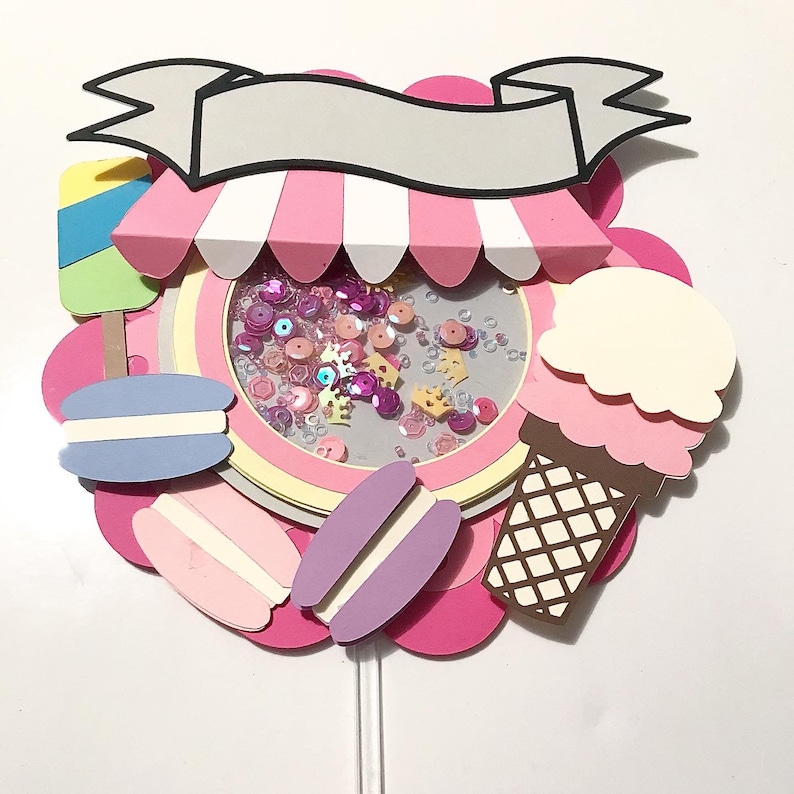 Ice cream theme shaker topper sweet theme shaker cake topper cake topper party cake topper