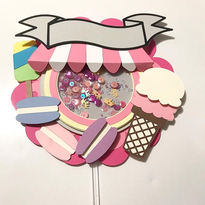 Ice cream theme shaker topper sweet theme shaker cake topper cake topper party cake topper