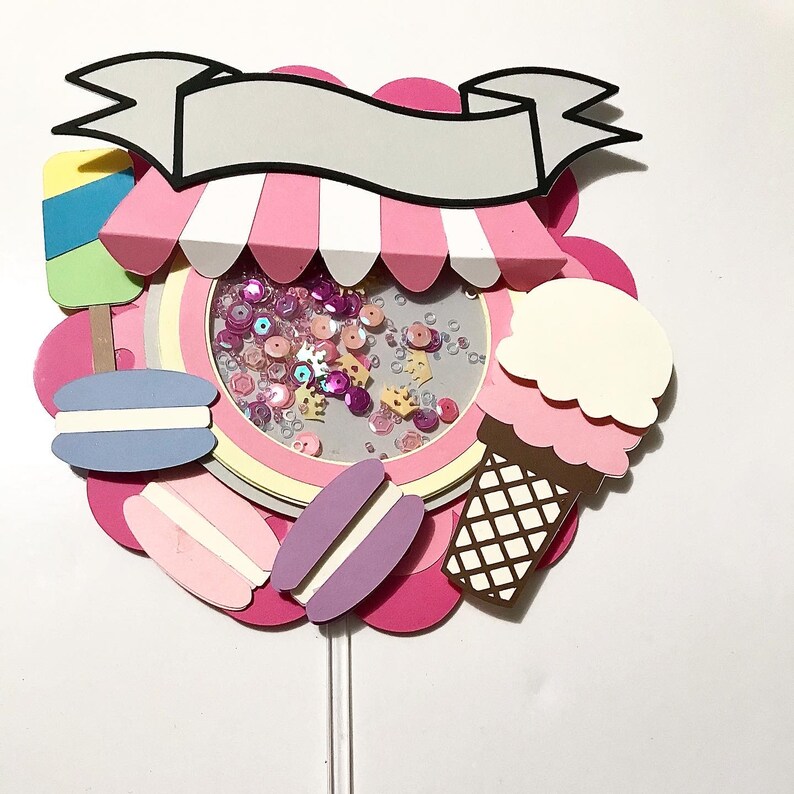 Ice cream theme shaker topper sweet theme shaker cake topper cake topper party cake topper
