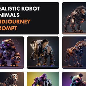 Ai Midjourney Prompt for 3D Robot Animals, Ai Generated Art, Professional Prompt