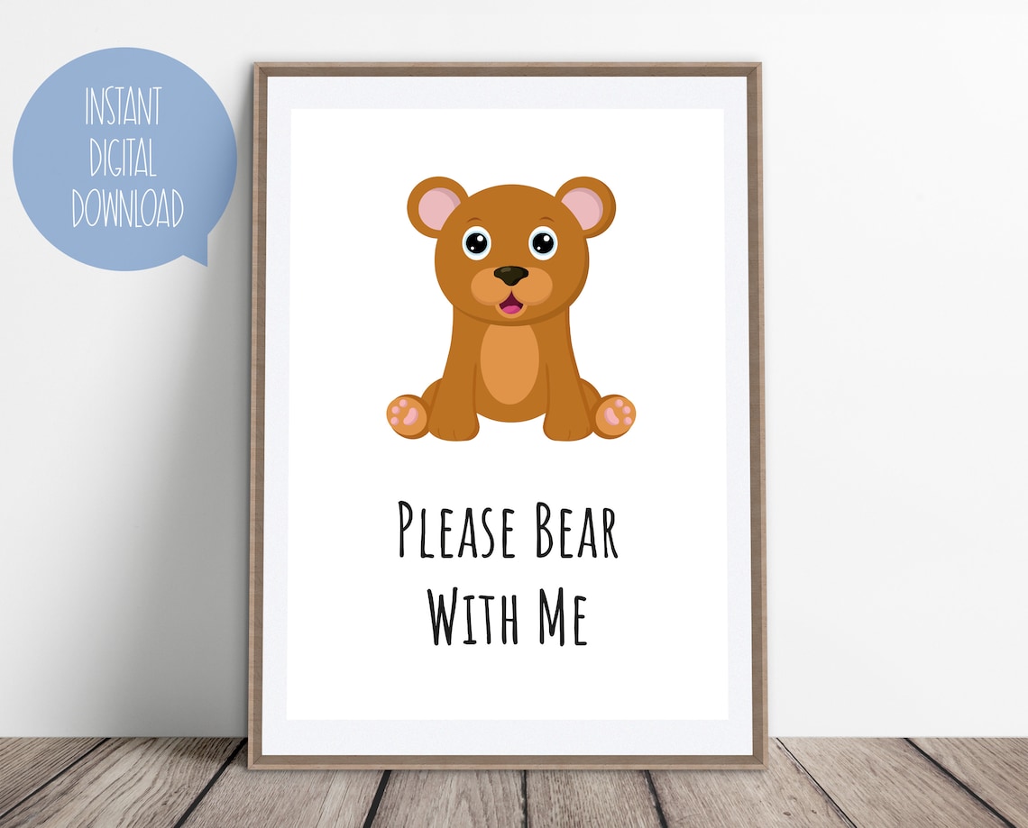 Quote Wall Art // Please Bear With Me // Pet Wall Art // Gift Etsy