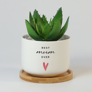 Mother's Day Gift | Best Mum Ever Planter for Succulents, Cacti, Custom Planter Pot for Nana, Grandma, Nan, Nonna, Mummy