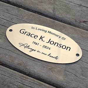Personlig minnesplakett, graverad bänkmarkör med personlig gravyr, minnesplakett för nära och kära, väderbeständig UV-resistent minnesgåva