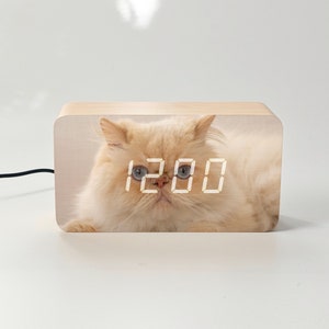 personalized Wooden LED Digital Alarm Clock with photo / text, Gift for couple, family, housewarming, wedding, friend, celebration, events