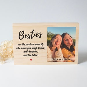 Besties Custom Photo Plaque Personalized Wood Photo Block Best Friend Gift Friendship Keepsake Personalised Photo Frame