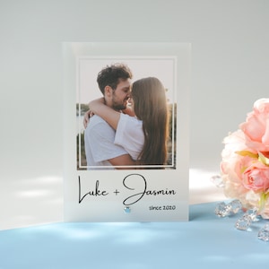 Couple Photo Plaque, Personalised Gift with Couple&#39;s Names, Romantic Gift for Couple, Anniversary, Wedding, Valentine&#39;s day, Keepsake