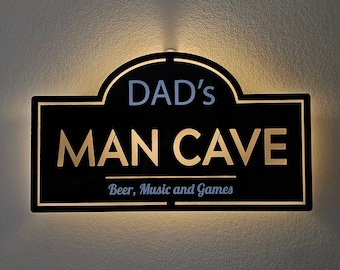 Personalised lighted Man Cave Sign, Glowing Custom Man Cave Sign, battery light sign, Father's Day Gift