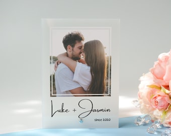 Gepersonaliseerde fotoplaquette voor stel: aandenken jubileumcadeau