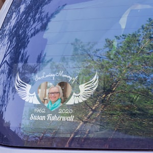 Naklejka ze zdjęciem RIP Heart Wing, w kochającej pamięci taty i mamy, spersonalizowana naklejka pamiątkowa ze zdjęciem na samochód, laptopa