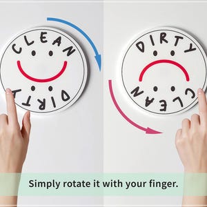 Dishwasher Magnet Clean Dirty Schild mit Emoji Gesicht, Rotierende Spülmaschinen Anzeige, Magnetscheibe für Spülmaschine Waschmaschine