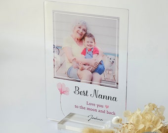 Personalized Best Nanna Acrylic Photo Plaque with Stand – Perfect Mother’s Day Gift, Grandma Grandmother Nan Nanny Nana Nonna gift