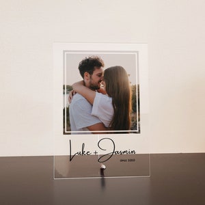 Clear Photo Plaque, Personalised Gift with Couple&#39;s Names, Romantic Gift for Couple, Anniversary, Wedding, Friend, Keepsake, Valentine&#39;s day