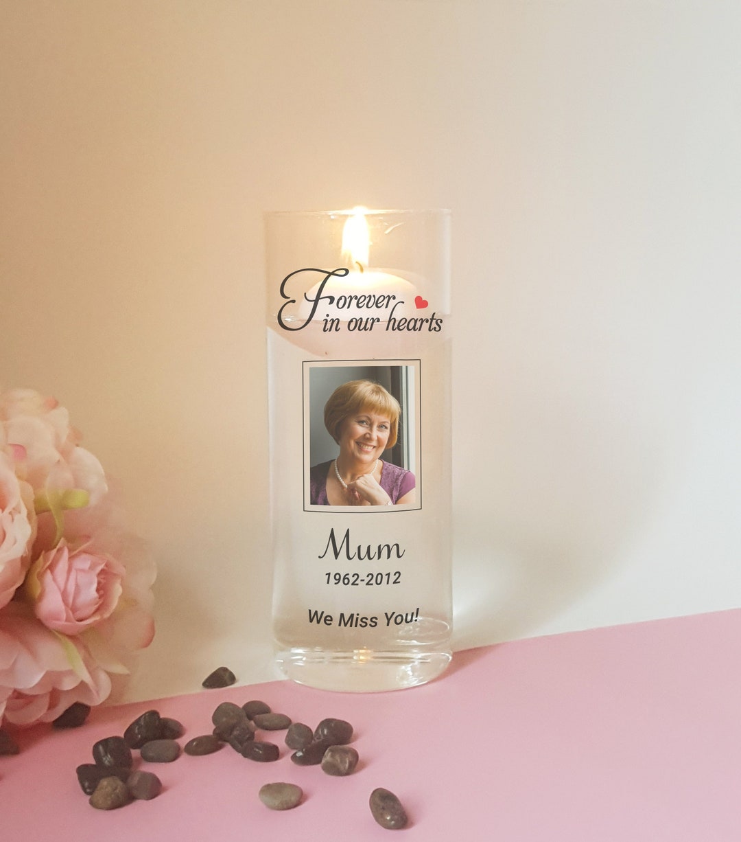 Personalized Memorial Candle Holder, Custom Photo Candle Hurricane
