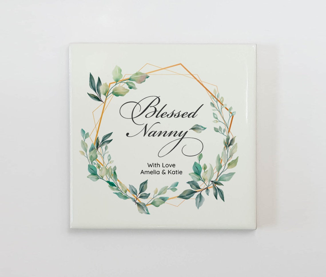 Blessed Nanny Nan Nana Grandma Personalised ceramic tile