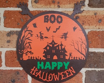 Enseigne de porte d’Halloween, Décor d’Halloween, Décoration intérieure d’Halloween, Enseigne effrayante, Art mural