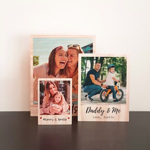 Polaroid style Wood Photo Block, Photo Print with message on Wood, Personalised Gift Mum, Dad, Grandma, Grandpa, Sister, Brother, Friend