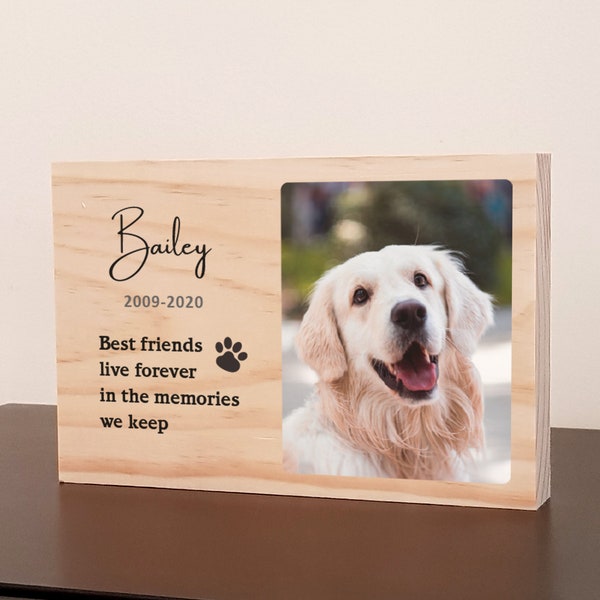 Pet Loss Gift, Pet Memorial Plaque, Personalised Pet Photo Plaque, Remembrance Sympathy Grief Gift Dog Cat Horse Rabbit Pawprint