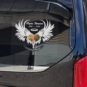 Heart Wing Custom Photo RIP Decal, In Loving Memory of Dad Mum, Personalized Photo Memorial Sticker for Car, Laptop
