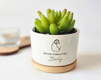 Pet Memorial Planter Pot for Succulents, Cacti, Personalized Gift for Pet Loss, Sympathy, Condolences, Memorial Gift for Dog, Cat