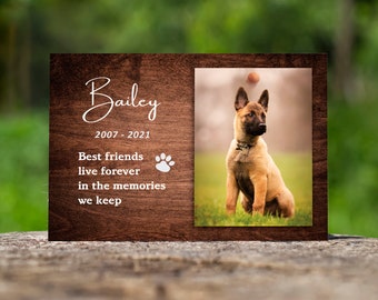 Pet Memorial Wood Photo Frame, Personalised RIP Plaque, Pet Loss, Remembrance, Condolence Gift, Dog Cat Horse Bunny,