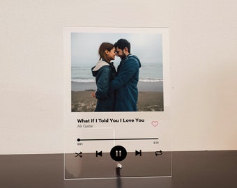Custom Music Plaque, Personalized Spotify Song Plaque with your photo, Romantic Gift for Couple, Tap to play music available