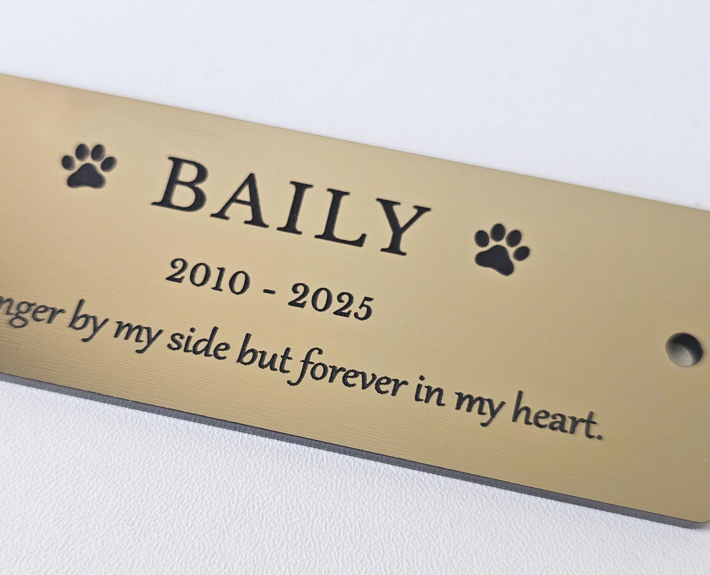 Photo inspiration: Personalized Engraved Dog Nameplate Reference: Personalized Pet Memorial Plaque Custom Engraved Bench Marker