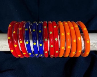 MARION GODART Paris Bracelets à Pois Blue Orange Rouge Bijoux Fantaisie Thin Polka-Dot Bangle Bracelet French Designer Jewelry