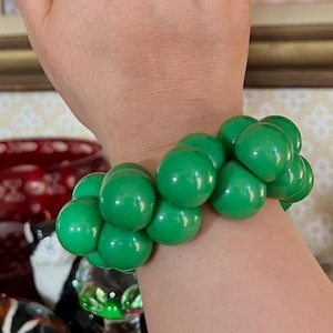 MARION GODART Paris Bracelet Élastique Petit Balles Green Color Little Resin Balls Stretch Bracelet French Designer Jewelry image 1