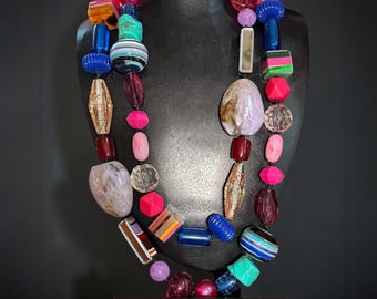 MARION GODART Paris Collier Exubérant Lange Multi Color Resin Multi Perlen Halskette Französischer Designer Schmuck