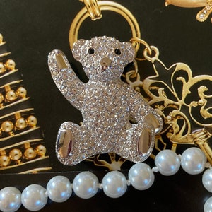MARION GODART Paris Broche Ours Strass Petit Sparkling Rhinestone Little Teddy Bear Brooch Mid-Century Style French Designer Jewelry