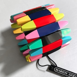 MARION GODART Paris Artistique Bracelet  Élastiqué Canoë Pastel et Couleurs Vives Multi Colored Pencil Bracelet French Designer Jewelry