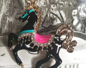 LA SCALA Bijoux ヴィンテージ エナメル カルーセル ホース ブローチ
